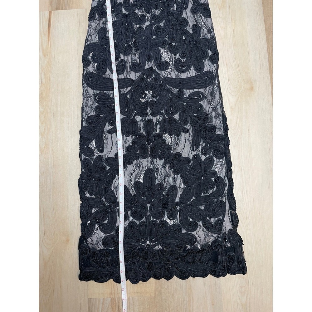 JS Collections Black Soutache Lace Sheath Dress Short Sleeve Midi Size 2 - Picture 13 of 13